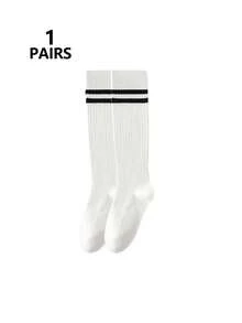 1双女士条纹加厚过膝袜，秋冬季流行款式，Y2K风格，舒适保暖 - 彩色 - 查看 11