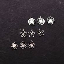 Lote de 3 piezas Colgantes de acero inoxidable con diseño de líneas artísticas de dama, borlas y hongos para hacer accesorios de joyería como aretes y collares