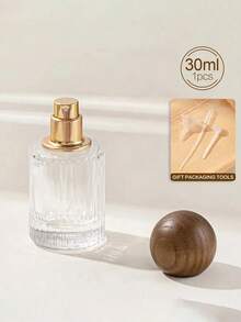 1 pieza Botella recargable de perfume de viaje de 30ml/50ml con tapa de madera de nogal/haya - Atomizador de perfume de vidrio vacío reutilizable, botella transparente con tapa de madera, dispensador de perfume portátil como regalo para hombres y mujeres (uso diario/viaje/Día de la Madre/cumpleaños/Día de San Valentín) - Multicolor - Ver 8