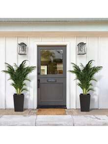 Huisuilinss Tall Planter Set Of 2,Large Flower Pot,Tapered Planter,Outdoor Indoor Plant Pots With Water Level Monitor & Wheels,2 Trays For Patio Porch Living Room Home Office - màu nâu - Xem 9