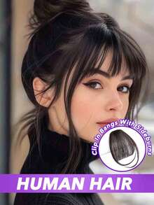 真人发刘海配鬓角真发刘海夹式假发女士薄空气刘海鬓角易于佩戴基本款式适合所有种族日常使用的发饰自然色和黑色棕色和金色