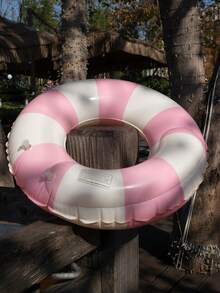 1 件双气囊双层成人游泳圈，复古网格风水充气游泳圈，适合夏季、泳池、派对 - 粉色 - 查看 6