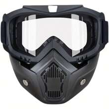 1Pc Motorcycle Goggles Riding Goggles Moto Glasses Motorbike Removable Face Mask Motocross Fog-Proof Goggles Mouth Filter Adjustable Non-Slip Motorcycle Accessories Summer Rider Gifts