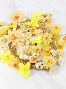 1pc Monochrome Series Floating Artificial Flowers Curtain, Creative Photography Prop, Indoor Outdoor Floral Decor, Plastic Fake Flower Petals Waterfall, Romantic Wedding Backdrop, 3-10cm Random Size, Decoration Material Pack
