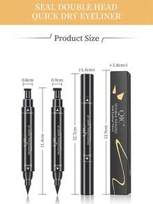 QIC 二合一印章眼线笔、黑色液体双头防水眼线笔翼状眼线笔、翼状印章眼线笔、完美翼猫眼模板印章适用于所有眼部化妆工具、午夜黑防水防晕染眼线笔、Vamp Wing、Wing Liner 三角头眼线笔（10mm 经典款） - 黑色 - 查看 11