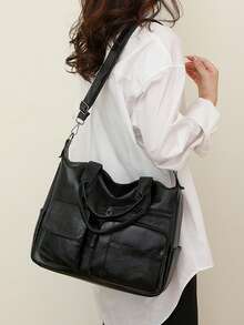 Modische einfarbige weiche Lederschultertasche für Frauen, lässige einfache Umhängetasche mit großer Kapazität für den Campus, tägliche Pendlertasche, retroer Umhängebeutel große Hobo-Handtasche, Damen Messenger Bag mit Mehrfachtaschen Aktentasche für Urlaubsgeschenke. Geeignet für Einkaufen, Geldbörse, Einkaufen, junge Frauen, Studenten, Berufsanfänger, Büromitarbeiter. Sehr geeignet für Büro, Universität, Arbeit, Geschäft, Pendeln, Outdoor-Aktivitäten, Reisen und Ausflüge