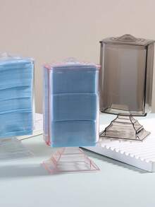 1pc Lint Free Nail Wipes Nails Storage Box Acrylic Material Standing Design Container Remover Organizer Makeup Case Nail Art Tools Pink Clear Black - Multicolor - View 4