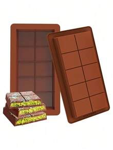 10-Cavity Silicone Chocolate Bar Mold – Non-Stick, Reusable, Multipurpose Kitchen Baking Tool - Chocolate Brown - View 2