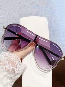 1 件装金属时尚眼镜蝴蝶形镂空镜片个性化百搭时尚女士眼镜 - 金色 - 查看 4