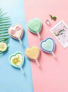 1 Stück herzförmige Silikon-Eis-am-Stiel-Form mit Deckel, Mini rosa Eis-am-Stiel-Hersteller, DIY Eiscreme-Form, Sommer-Küchenhelfer