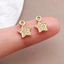 2/4/6pcs 18K Gold Plated Cubic Zirconia Flower Star Moon Charms Cute Angel Brass Charms Pendant For Jewelry Necklace Bracelets Earrings Making DIY Crafts