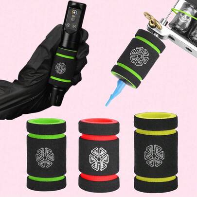 红绿纹身握把套 纹身海绵握把套 短款 直径30mm 内径22mm 弹力加厚 防滑防鸡眼海绵纹身握把套