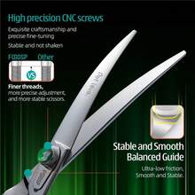 FOGOSP 46 Teeth Dog Thinning Shears For Grooming 7.0 Inch Professional Blending Thinning Scissors For Dogs Cat Pet Japanese 440C Stainless Right Handed - Curved Shears - View 4