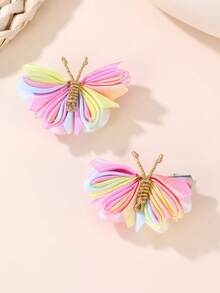 2 Stücke/Set Mädchen Polyester handgefertigte Stoff süße Schmetterling Haarspangen geeignet für tägliche Dekoration - Schmetterling - Übersicht 8