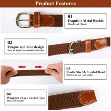2-Pack Stretch Braided Belts For Women & Men - No Buckle Invisible Waistband With Canvas Vintage Design, Elastic Belt For Jeans/Dress Pants, Multicolor Casual Unisex Accessories Fall, Autumn, Halloween