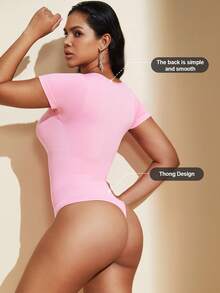 1件装女士纯色塑身连体衣，收腹瘦身连体衣