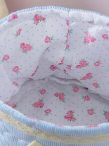 A Blue Round Storage Basket, Quilted Storage Bag, Cute Storage Basket, Home Goodies, Desktop Storage Basket, Sundries Storage Basket, Bag