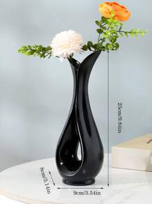 1pc White & Black Plastic Vase, Artificial Dried Flower Vase, Unbreakable Small Vase, Floral Arrangement Vase, Simple Decor For Living Room, Dining Table, Wedding, Valentine"S Day