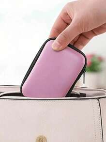 1 Portable USB Data Cable Storage Box, Headphone Storage Bag, Headphone Case, Data Cable Protective Film, Mini Zipper Hard Bag Box, Multi-Functional Mini Storage Bag, A Must-Have For College Dormitories For Travel Storage Bag,Makeup Bag,Cosmetic Bag,Vacation Organizer, Suitable For Cables, Headphones, It Can Be Used For Travel Carrying, Work, School, Dormitory Storage, Boho Vibes