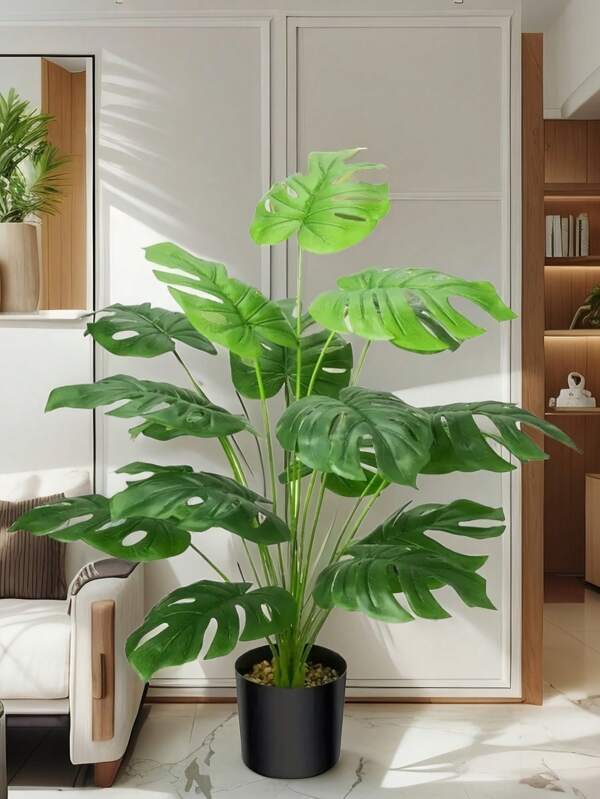 1/2 Pieces Of Realistic Artificial Turtle-Back Bamboo Plant, 28.35 Inches Tall - High-Quality Plastic Indoor/Outdoor Green Plant, Suitable For Home Decoration, Weddings, Mother's Day, Halloween, Christmas, Easter, Thanksgiving, Office, Living Room Green Plant, Anniversaries, Graduation Ceremonies - No Maintenance Required, Sun-Resistant, Easy To Care For, Turtle-Back Bamboo Leaf Decoration, Pot Not Included
