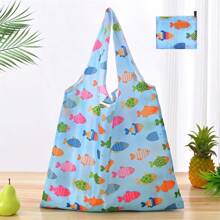 1 pezzo Borsa della spesa pieghevole, portatile, alla moda, impermeabile, di grande capacità, adatta per la spesa al supermercato, i viaggi, la conservazione di verdure/frutta/mobili/giocattoli