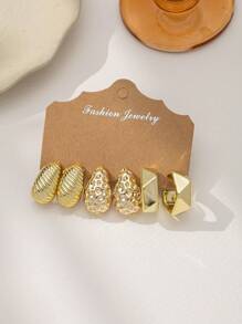 Conjunto de aretes de color dorado de estilo simple y elegante, al estilo europeo y americano