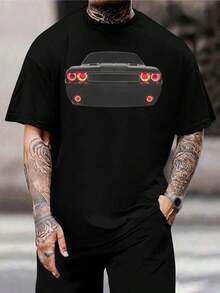 Camiseta de hombre con diseño de piloto trasero Dodge Challenger - Camiseta clásica de coche muscular. Regalo perfecto para él. Algodón negro, tallas S-5XL - Negro - Ver 1