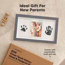 Inkless Hand And Footprint Kit, Boy, Girl, Newborn Keepsake - No Mess Ink Pad For Baby Handprint, Clean Touch Dog Paw Print Kit, Personalized Baby Shower Gifts, First Mother'S Day (Alpine White) - 青銅灰色 - 查看 4