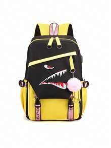 鲨鱼嘴设计背包，笔记本电脑背包，适合大学生/高中生的时尚背包