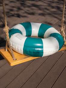 1 件双气囊双层成人游泳圈，复古网格风水充气游泳圈，适合夏季、泳池、派对 - 綠色 - 查看 7