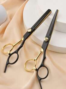 Tesoura de Cabeleireiro Profissional, Conjunto de Corte de Franja Preto e Dourado, Ferramentas, Tesoura de Corte de Cabelo, Corte de Cabelo