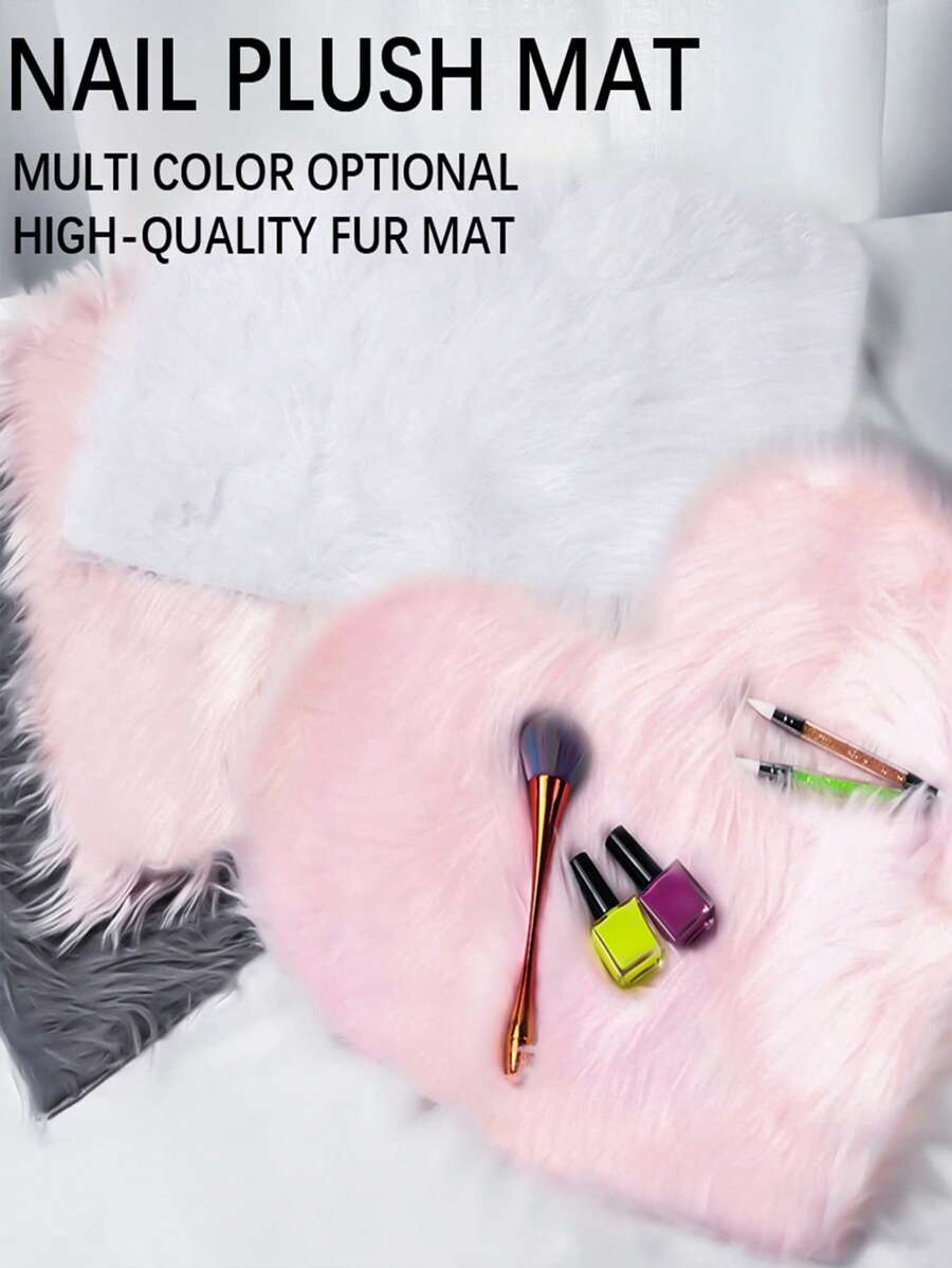 1 pieza Almohadilla de uñas de peluche con forma de corazón de terciopelo sintético - Accesorio de fotografía y exhibición de joyas, decoración de lujo para mesa para arte de uñas y montaje fotográfico, accesorio de arte de uñas | Alfombra de textura esponjosa | Alfombra de textura suave