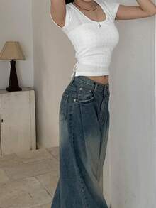 2025春夏时尚休闲女装系带短袖T恤 - 白色 - 查看 3