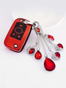 1 pièce Porte-clés de voiture à effet cristal réfléchissant, décoration de sac, accessoire de clé de voiture, porte-clés scintillant (avec outil d'installation de clé), décoration de sac à dos - Multicolore - Voir 5