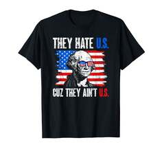They Hate Us Cuz They Ain'T Us Usa An Flag 4th Of July T-Shirt(QwY Holiday Gifts - 黑色 - 查看 1