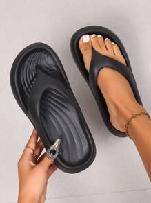 Women's Fashionable Casual Plain EVA One-Piece Molded Flip Flops, Comfortable And Soft, Four Seasons Applicable, Suitable For Daily Life, Work Or Beach Vacation And Other Scenes.