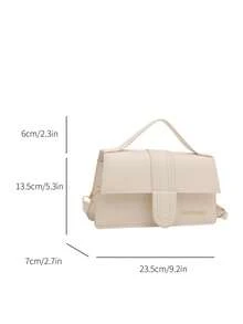 优质PU翻盖纯色手提方形包，简约通勤斜挎包，小容量纹理立体手提包。适合购物、钱包、学生、年轻女性、办公室女性。非常适合办公室、大学、工作、商务、通勤、户外活动、旅行和野餐。