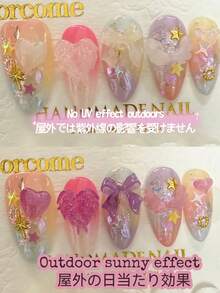 50 件/100 件变色指甲装饰，可爱心形，天使翅膀，蝴蝶结指甲装饰，户外变色指甲 DIY 配件指甲饰 - 彩色 - 查看 8