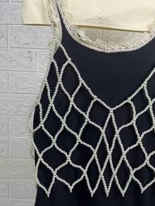 DEKUNER 1pcs新款法式珍珠小吊带日韩风夏季女童串珠外穿吊带背心甜美可爱女士时尚单品