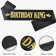 Fashionable "Birthday King" Epaulet And Sash Set, Suitable For Men's Birthday Party, Holiday Party Decoration And Cosplay Accessories