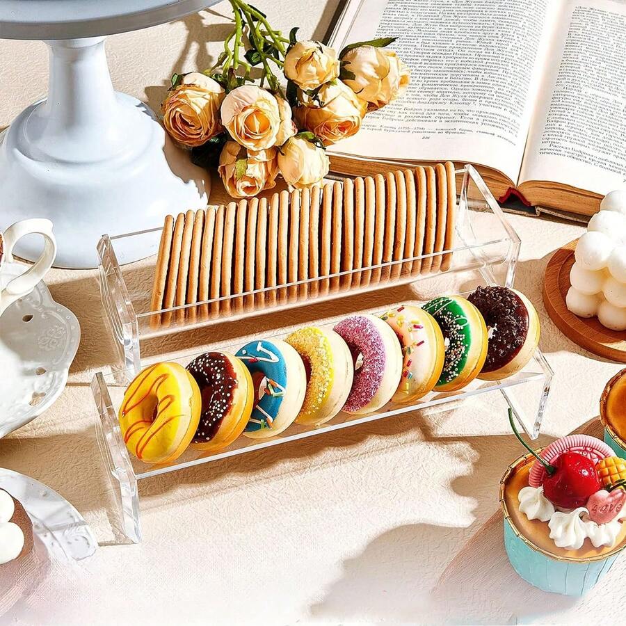 Acrylic Transparent Cookie Tray/Stand, Rectangular Clear Food Display Rack, Suitable For Countertops, Home, Wedding Parties And Events