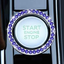 1pc Crystal Rhinestone Car Engine Start Stop Decoration Ring, Bling Car Interior Accessories For Women, Push To Start Button Cover Sticker, Automotive Decals Decorative Ring With Diamond Inlaid Crystal Ignition Ring White - Multicolor - View 4