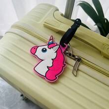 1pc/2pcs Cute Unicorn Luggage Tag Bag Charm, Pink Series, Perfect For Luggage, Backpack, Unique Gift For Boyfriend, Girlfriend Suitcase Tag Pendant Holiday Vacation For Travel For Honeymoon For College For School Bag For Flying For Cruise For Bags Portable Anti-Lost