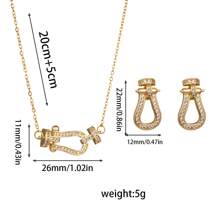 1 Stück modischer Luxus Schmuckset mit kubischem Zirkonia und Hufeisen-Verschluss, bestehend aus Halskette, Ohrringen und Ring, elegant und vielseitig einsetzbar, perfektes Geschenk für Frauen