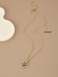 1 件不锈钢 5 瓣旋转花项链，适合女性日常佩戴，女士金色项链，高品质 18K 金项链，女士珠宝项链，万圣节礼物，圣诞节礼物，女士配饰 - 寶藍色 - 查看 4