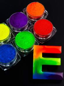 6 pièces/set Poudre de paillettes fluorescente irisée scintillante pour remplissage de résine, moulages de résine époxy, fournitures pour la fabrication de bijoux, matériel d'artisanat vibrant, effet chatoyant, fournitures d'artisanat d'été