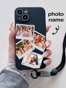 1pc Customized Black Magic Cube Edged Phone Case With String, Anti-Lost Anti-Drop Design, Soft Shell, Lens Hole For IPhone 7/8 Plus, XS, XR, XS Max, 11, 12, 13, 14, 15, 16, Pro Max