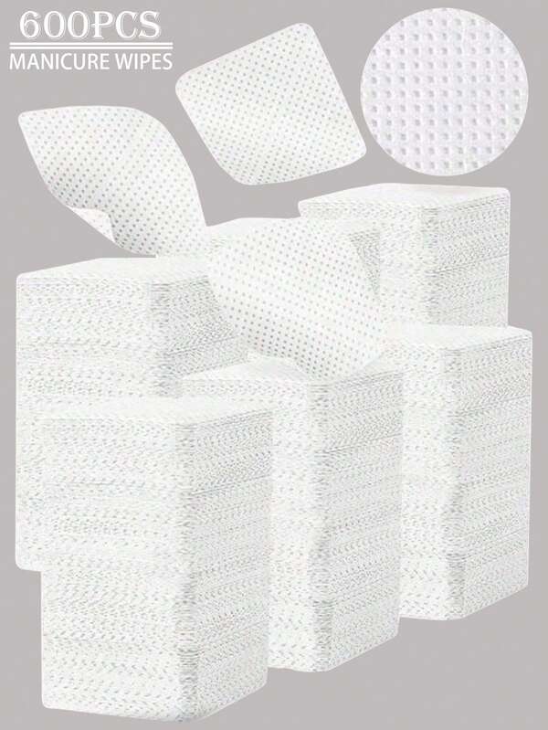 600pcs White Lint Free Wipes Nail Polish Remover Wipes UV Gel Tip Cleaning Paper Pads Art Clean Napkins, Gel Nail Polish Remover Pads