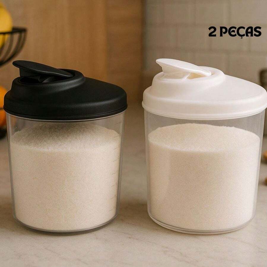2-Piece Set Of Flour / Sugar Bowl Topa Tudo 1 Litre Santana - 黑與白 - 查看 1