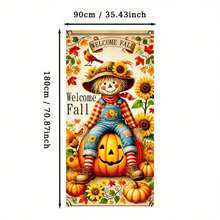 35.4"X70.9" Polyester Scarecrow & Pumpkin Thanksgiving Decor Door Curtain, Suitable For Indoor & Outdoor Thanksgiving Decor, Party Banners, Porch And Room Backdrop - 1PCS - View 3
